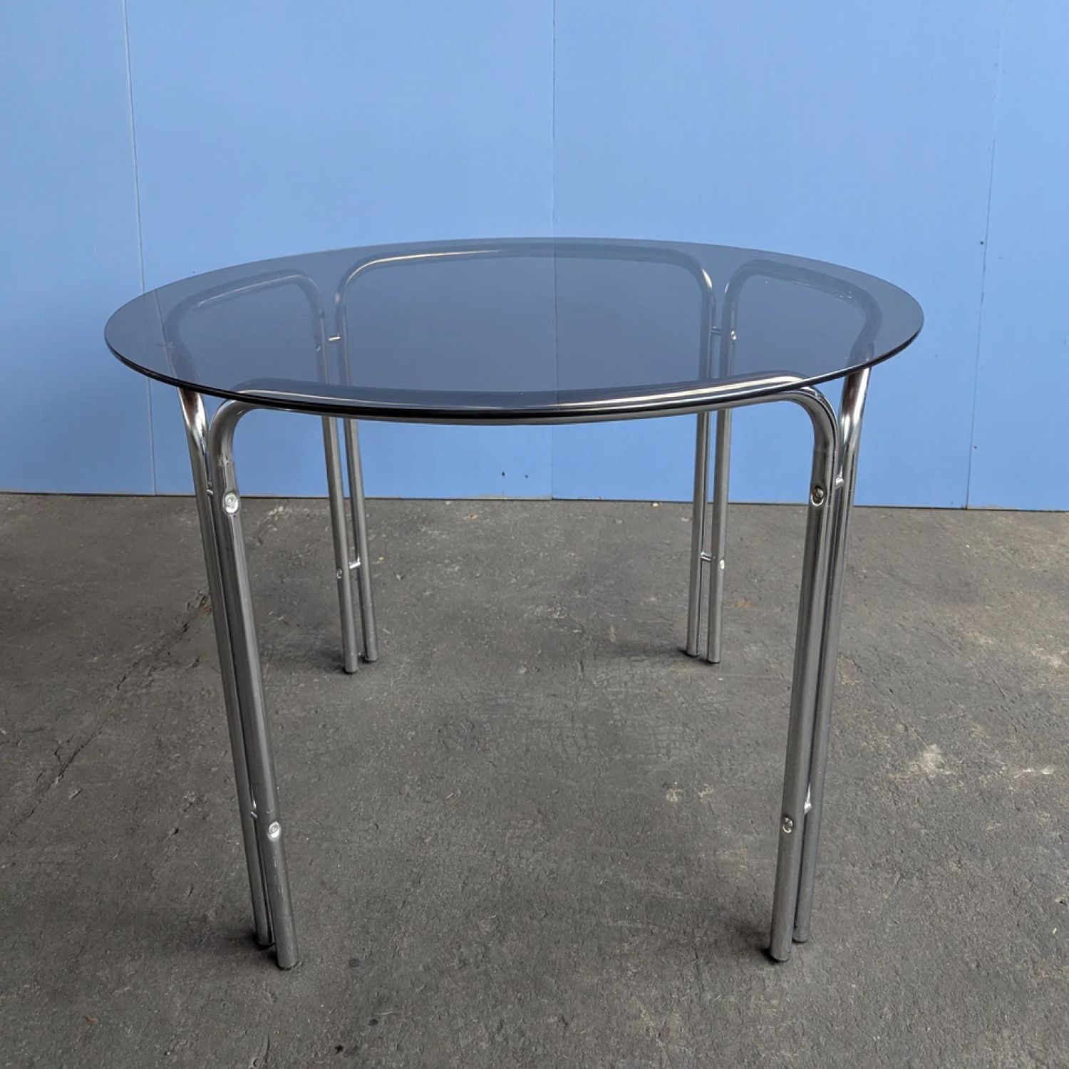Chrome & glass dining table