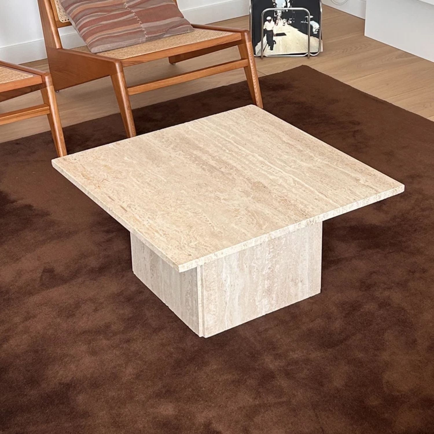 Travertine coffee table