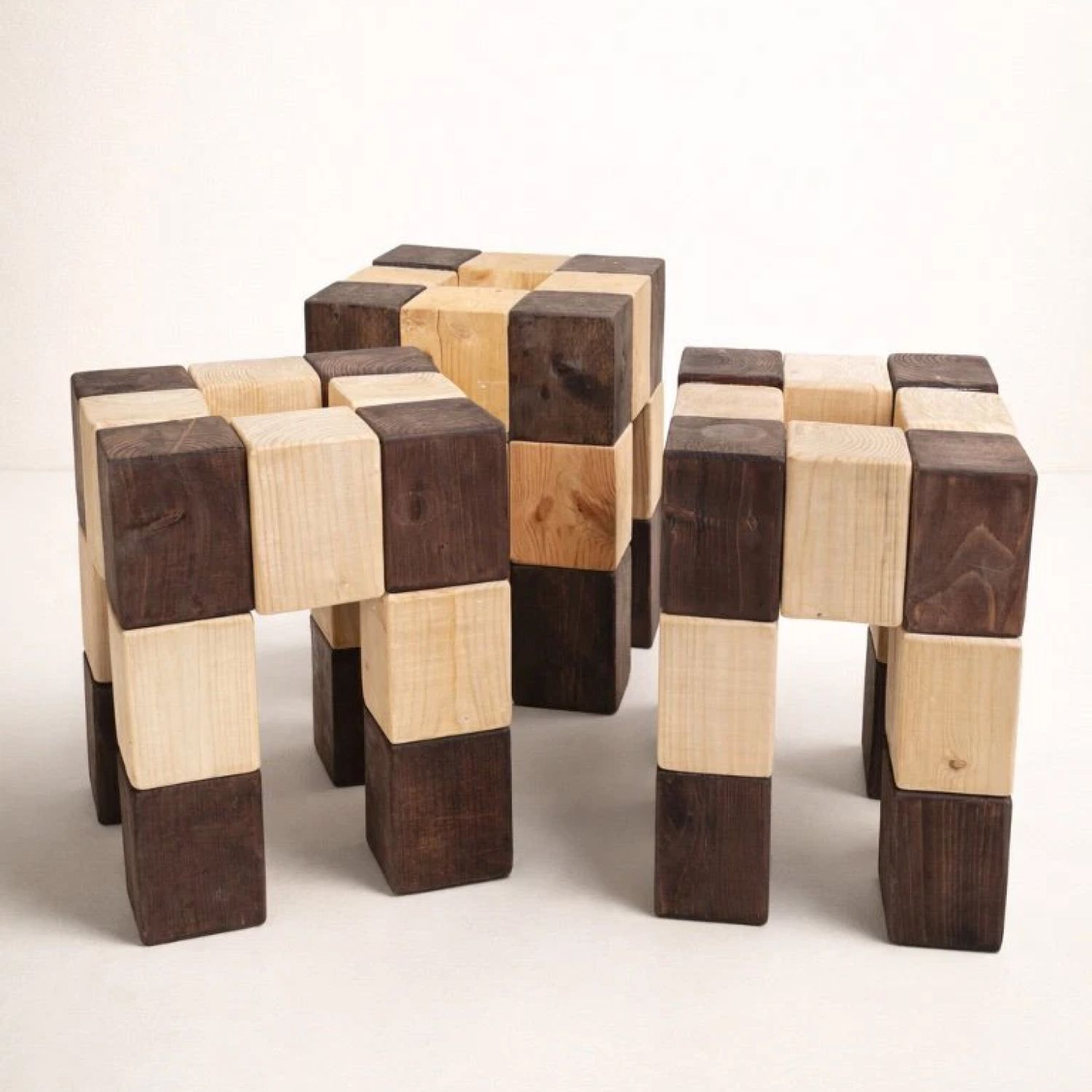 Set of 3 wood stools/tables